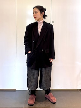「アイテム（シューズ、パープル系）」を使った、MINNYさん（レディース・155cm）の秋コーディネート