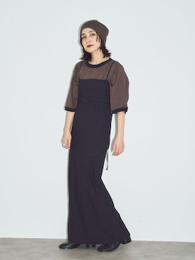 「CITYSHOP（シティーショップ）の2WAY CAMI DRESS：ワンピース（ワンピース、ブラック系）」を使った、MINNYさんの夏コーディネート