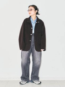 「CITYSHOP（シティーショップ）のFINE REVER SHORT コート（その他アウター、ブラウン系）」を使った、MINNYさんの夏コーディネート