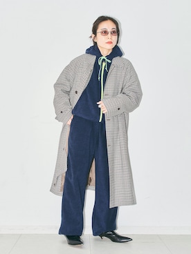 「CITYSHOP（シティーショップ）のGINGHAM CHECK コート（その他アウター、ブラウン系）」を使った、MINNYさんの夏コーディネート