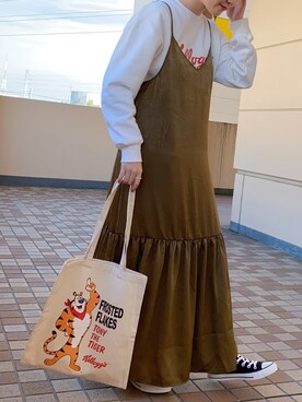 Coen コーエンのワンピース グリーン カーキ 緑色系 コーディネート Zozotown