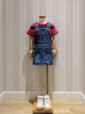 「Dessin（デッサン）のハイストレッチデニムジャンパースカート（ワンピース、ブルー系）」を使った、Yoshidaさん（レディース・160cm）の夏コーディネート