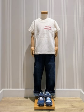 「Dessin（デッサン）の【リンクコーデ可】カラーネップ ポケットTシャツ（Tシャツ/カットソー、ホワイト系）」を使った、Yoshidaさん（レディース・160cm）の夏コーディネート