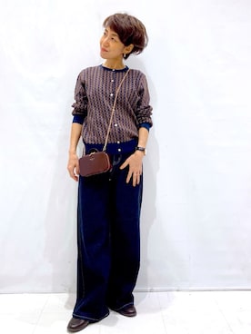 「アイテム（ポーチ、ブラウン系）」を使った、Bonさん（レディース・152cm）の秋コーディネート