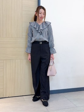 「grove（グローブ）のアイテム（パンツ）」を使った、nanaさん（レディース・158cm）の春コーディネート