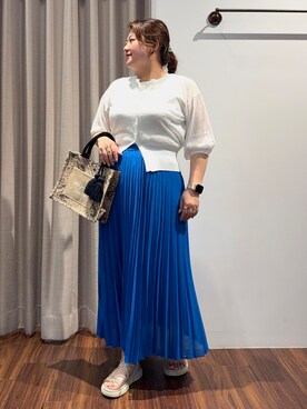 「grove（グローブ）のリブラメニットタンク（タンクトップ、ホワイト系）」を使った、Tomoさん（レディース・159cm）の夏コーディネート
