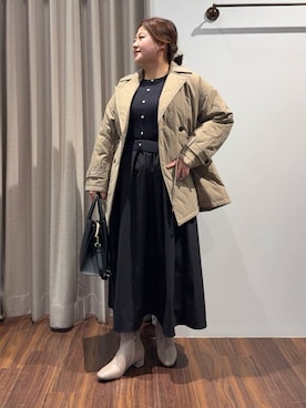 「アイテム（ピーコート、ブラウン系）」を使った、Tomoさん（レディース・159cm）の冬コーディネート