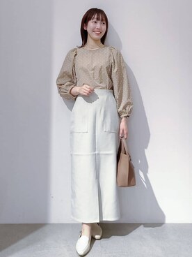 「アイテム（ショルダーバッグ、パープル系）」を使った、のんさん（レディース・157cm）の春コーディネート