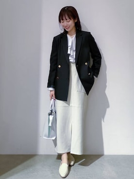 「アイテム（ショルダーバッグ、パープル系）」を使った、のんさん（レディース・157cm）の春コーディネート