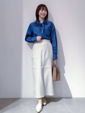 「アイテム（ショルダーバッグ、パープル系）」を使った、のんさん（レディース・157cm）の春コーディネート