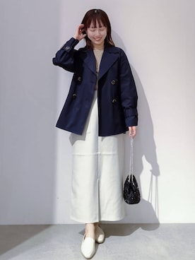「アイテム（ショルダーバッグ、パープル系）」を使った、のんさん（レディース・157cm）の春コーディネート