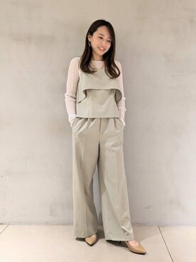 「cloenc（クロエンス）の【手洗い可】シアーリブトップス（Tシャツ/カットソー、ホワイト系）」を使った、kanaさん（レディース・156cm）の冬コーディネート