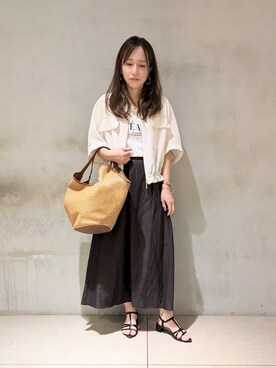 「UNTITLED（アンタイトル）のロゴTシャツ（Tシャツ/カットソー、ホワイト系）」を使った、kanaさん（レディース・156cm）の春コーディネート