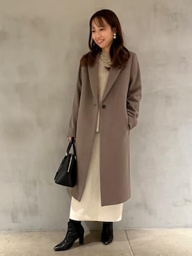 「UNTITLED（アンタイトル）の【追加8／名品】2WAYポケットボストンバッグ（ハンドバッグ、ブラック系）」を使った、kanaさん（レディース・156cm）の冬コーディネート