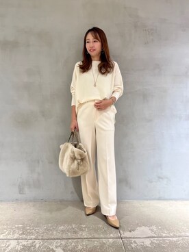 「UNTITLED（アンタイトル）の【日本製・本革】Comfit Dresser Pumps（コンフィットドレッサーパンプス）（パンプス、ブラウン系）」を使った、kanaさん（レディース・156cm）の秋コーディネート
