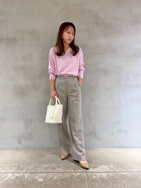 「UNTITLED（アンタイトル）の【日本製・本革】Comfit Dresser Pumps（コンフィットドレッサーパンプス）（パンプス、ブラウン系）」を使った、kanaさん（レディース・156cm）の秋コーディネート