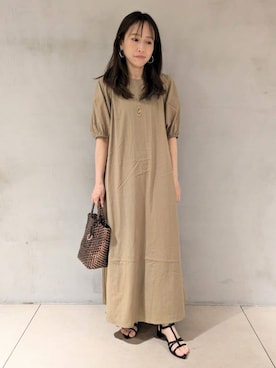 「UNTITLED（アンタイトル）のライトダブルリングネックレス（ネックレス、ゴールド系）」を使った、kanaさん（レディース・156cm）の夏コーディネート