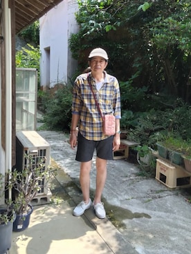 「SIWA・紙和（シワ）のアイテム」を使った、ヨゴロウザさん（メンズ・172cm）の夏コーディネート