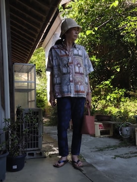 「SIWA・紙和（シワ）のアイテム」を使った、ヨゴロウザさん（メンズ・172cm）の夏コーディネート