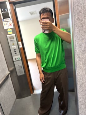 「markaware（マーカウェア）のアイテム（スラックス）」を使った、hekichinisumuhitoさん（メンズ・176cm）の春コーディネート