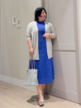 「grove（グローブ）の【接触冷感/UVカットetc】夏に嬉しい機能付き！ベーシックロングカーディガン（カーディガン/ボレロ、グレー系）」を使った、sasaさん（レディース・161cm）の春コーディネート