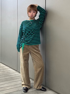 「NANO universe（ナノユニバース）のアイテム（Tシャツ/カットソー、その他）」を使った、saccheekakaさん（レディース・157cm）の秋コーディネート
