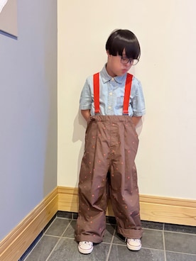 「GAP（ギャップ）のアイテム（シャツ/ブラウス、ブルー系）」を使った、hu-goさん（キッズ・120cm）の夏コーディネート