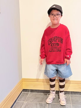 「CONVERSE ALL STAR（コンバースオールスター）のアイテム」を使った、hu-goさん（キッズ・120cm）の秋コーディネート