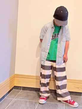 「GAP（ギャップ）のアイテム（トップス）」を使った、hu-goさん（キッズ・120cm）の夏コーディネート