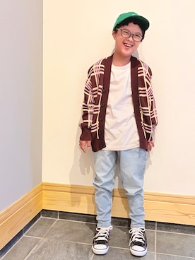 「CONVERSE ALL STAR（コンバースオールスター）のアイテム」を使った、hu-goさん（キッズ・120cm）の秋コーディネート