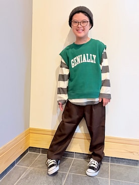 「CONVERSE ALL STAR（コンバースオールスター）のアイテム」を使った、hu-goさん（キッズ・120cm）の秋コーディネート