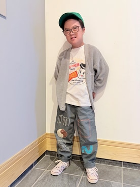 「CONVERSE ALL STAR（コンバースオールスター）のアイテム」を使った、hu-goさん（キッズ・120cm）の秋コーディネート