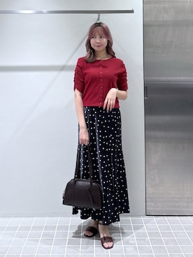 「NATURAL BEAUTY BASIC（ナチュラルビューティーベーシック）の前後２ＷＡＹカーディガン（Tシャツ/カットソー、レッド系）」を使った、non🍓🫧さん（レディース・159cm）の夏コーディネート