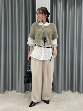 「DouDou（ドゥドゥ）のカーブパンツ（その他パンツ、グレー系）」を使った、doudoumisakiさん（レディース・160cm）の秋コーディネート