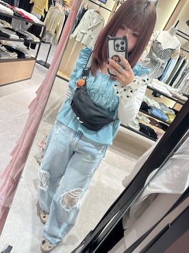 「adidas（アディダス）のアディカラー クラシック ウエストバッグ / アディダスオリジナルス adidas Originals（ボディバッグ/ウエストポーチ、ブラック系）」を使った、よっしー⋆꙳さん（レディース・145cm）の春コーディネート