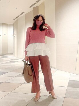 「ACCOMMODE（アコモデ）のアイテム（トートバッグ）」を使った、Runaさん（レディース・163cm）の冬コーディネート