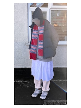 「no brand（ノーブランド）のアイテム（ストール/ショール）」を使った、：マン’𝚜 𝚠𝚎𝚊𝚛：さん（レディース・167cm）の冬コーディネート