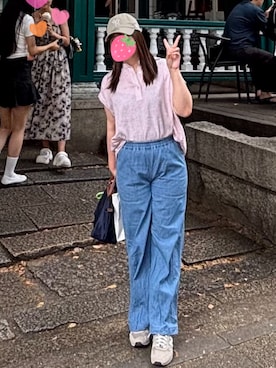 「アイテム（バッグ、ブルー系）」を使った、Kさん（レディース・152cm）の秋コーディネート