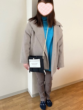 「アイテム（レッグウェア、ブルー系）」を使った、Kさん（レディース・152cm）の冬コーディネート