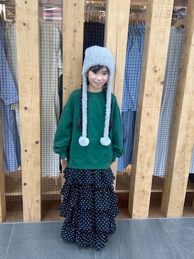 「アイテム（スカート）」を使った、おははさん（キッズ・135cm）の冬コーディネート