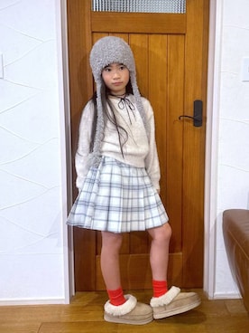 「GLOBAL WORK（グローバルワーク）のアイテム（トップス）」を使った、おははさん（キッズ・135cm）の冬コーディネート