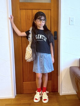「オーバーサイズ」｜「アイテム（つなぎ/オールインワン）」を使った、おははさん（キッズ・130cm）の夏コーディネート