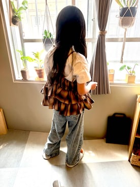 「アイテム（デニムパンツ）」を使った、おははさん（キッズ・130cm）の夏コーディネート