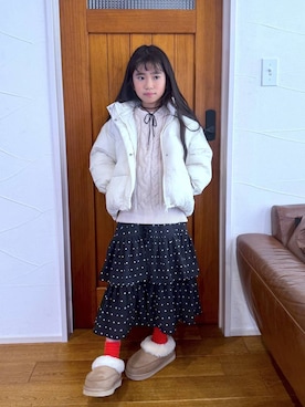 「アイテム（スカート）」を使った、おははさん（キッズ・135cm）の冬コーディネート
