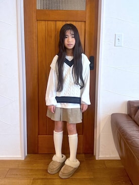 「GLOBAL WORK（グローバルワーク）のアイテム（トップス）」を使った、おははさん（キッズ・135cm）の冬コーディネート