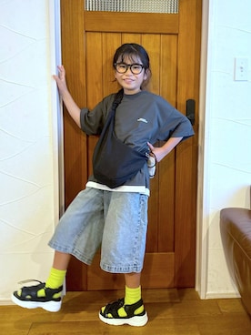 「LOWRYS FARM（ローリーズファーム）のカラーリブソックス　286765（ソックス/靴下）」を使った、おははさん（キッズ・130cm）の夏コーディネート