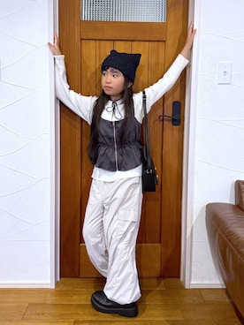 「アイテム（帽子）」を使った、おははさん（キッズ・135cm）の秋コーディネート