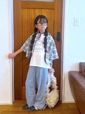 「アイテム（つなぎ/オールインワン）」を使った、おははさん（キッズ・132cm）の秋コーディネート