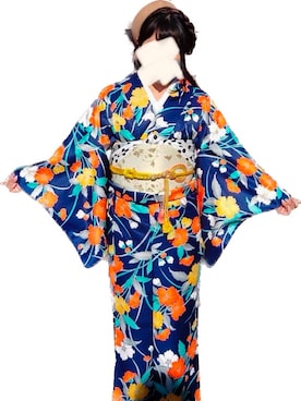 「着物」｜「アイテム（ハンチング/ベレー帽）」を使った、kaoriさん（レディース・155cm）の冬コーディネート