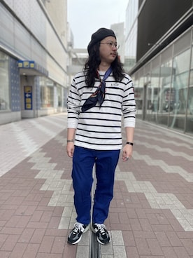 「AVIREX（アヴィレックス）のアイテム（ハンチング/ベレー帽）」を使った、purinさん（メンズ・173cm）の春コーディネート